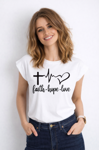 biała damska koszulka katolicka chrzescijanska faith hope love wiara nadziej milosc.png