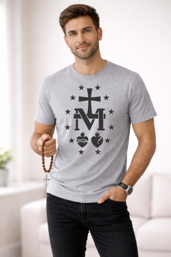 szara męska koszulka katolicka chrzescijanska cudowny medalik.png