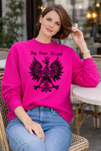 chrześcijańska bluza damska fuksjowa godlo bog honor ojczyzna.png