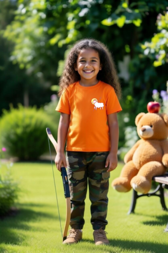 dziecięca pomarańczowa koszulka chrześcijańska z nadrukiem Baranek Boży.png