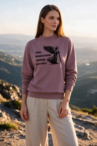 chrześcijańska bluza damska brudny roz Swięty michał archanioł.png