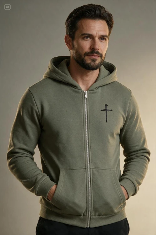 chrześcijańska katolicka religijna bluza męska rozpinana krzyż