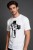Chrześcijański  katolicki religijny biały T-shirt męski z przesłaniem, twarz chrystusa w krzyżu