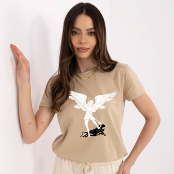 Beżowa koszulka damska  -Święty Michał Archanioł