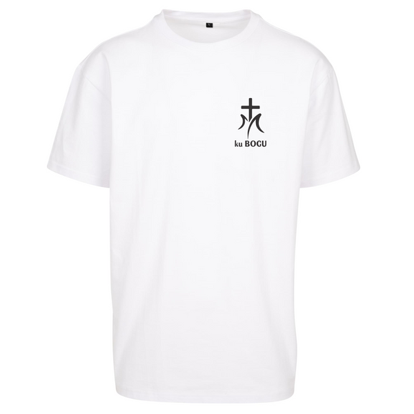 Biały t-shirt męski z nadrukiem Ku Bogu