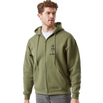 Zielona bluza męska rozpinana z kapturem Ku Bogu