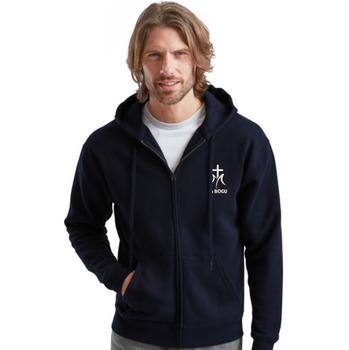 Granatowa bluza męska rozpinana z kapturem Ku Bogu