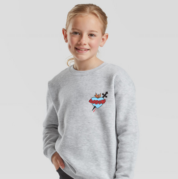 Szara bluza dla dzieci i młodzieży (3-6 lat) z nadrukiem Niepokalane Serce Maryi