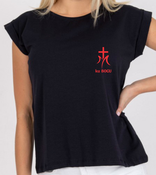 Czarna koszulka damska z logo ku Bogu