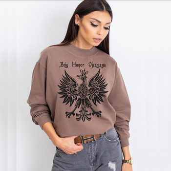 Bluza damska oversize w kolorze cappucino Godło-Bóg Honor Ojczyzna