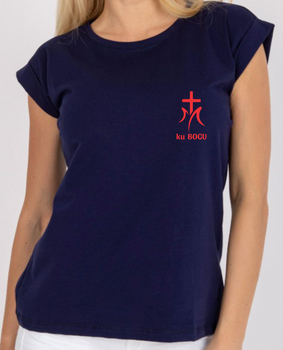 Granatowa koszulka damska z logo Ku Bogu