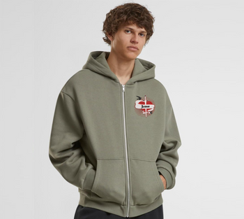 Zielona bluza męska Serce Jezusa (miecz, szarfa, jaskółki)