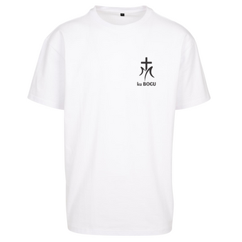 Wysokogatunkowy biały t-shirt męski z nadrukiem Ku Bogu