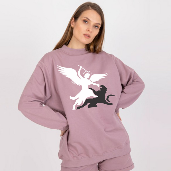 Modna Bluza Damska Oversize w Pudrowym Różu - święty Michał Archanioł
