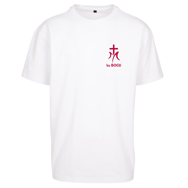 Biały t-shirt męski z nadrukiem Ku Bogu