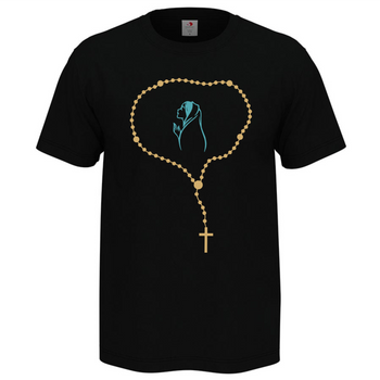 Czarna koszulka męska z nadrukiem Różańca Świętego