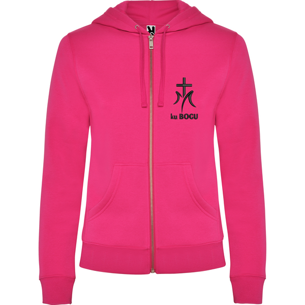 Elegancka Różowa Bluza Damska z Kapturem haft ku Bogu