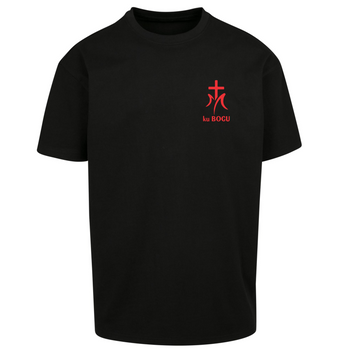 Czarna koszulka męska z czerwonym nadrukiem Ku Bogu