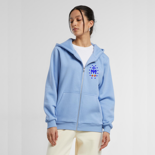 Błękitna bluza damska rozpinana haft Cudowny Medalik