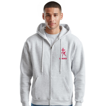 Szara bluza męska rozpinana z kapturem Ku Bogu