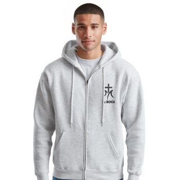 Szara bluza męska rozpinana z kapturem Ku Bogu