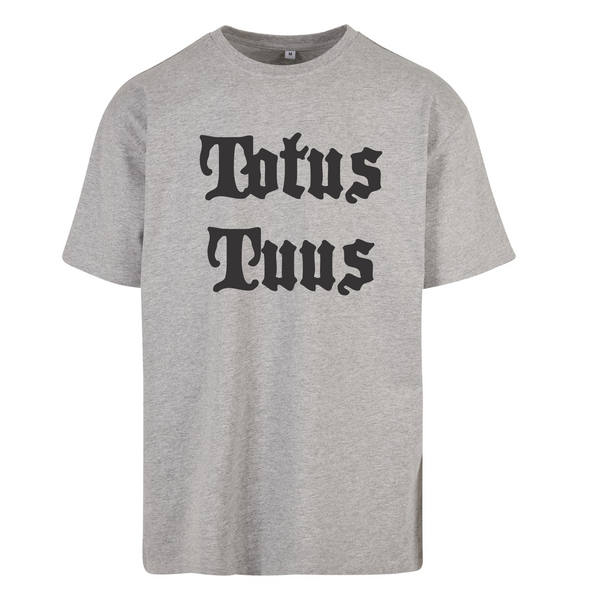 Szary t-shirt męski z nadrukiem Totus tuus