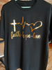 Czarna modna koszulka damska Faith Hope Love