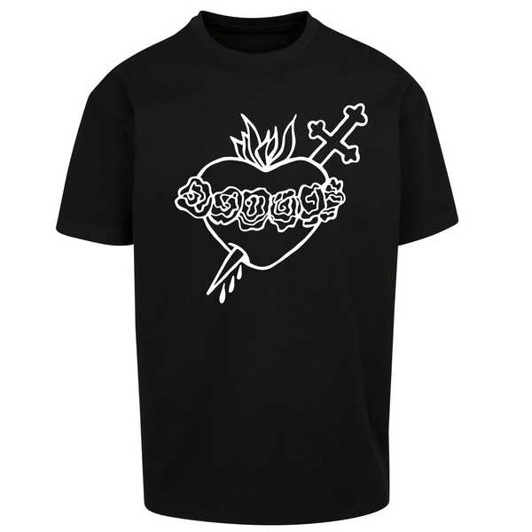 Czarny t-shirt męski z nadrukiem Niepokalane Serce Maryi