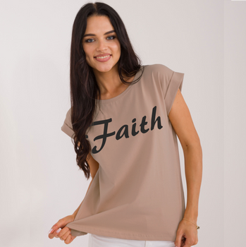Ciemnobeżowa koszulka damska Faith-Wiara