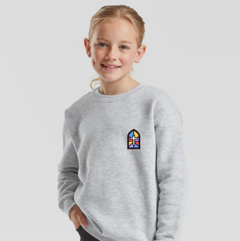 Szara bluza dla dzieci i młodzieży (7-15 lat)z nadrukiem Witraż