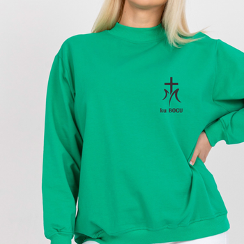Zielona bluza damska oversize z logo ku Bogu