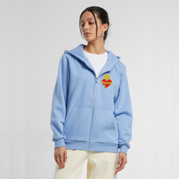 Błękitna bluza damska rozpinana haft Serce Jezusa