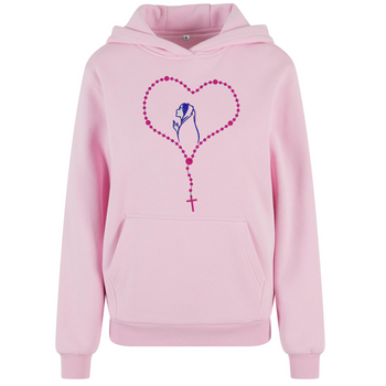 Jasnoróżowa Bluza damska premium z haftem Różańca