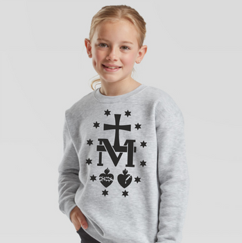 Szara bluza dla dzieci i młodzieży (7-15 lat) z nadrukiem Cudowny Medalik