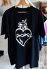 Czarny t-shirt męski z nadrukiem Najświętsze Serce Jezusa