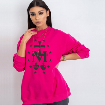 Wygodna fuksjowa bluza damska oversize Cudowny Medalik