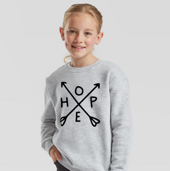 Szara bluza dla dzieci i młodzieży (3-6 lat) z nadrukiem Hope - nadzieja