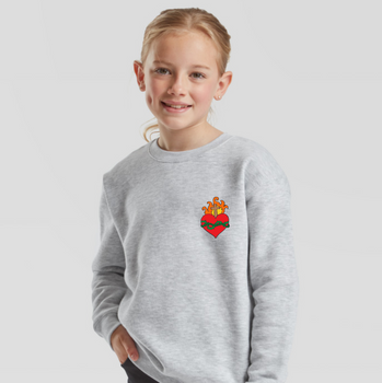 Szara bluza dla dzieci i młodzieży (7-15 lat)z nadrukiem Najświętsze Serce Jezusa