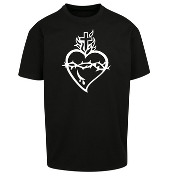 Czarny t-shirt męski z nadrukiem Najświętsze Serce Jezusa