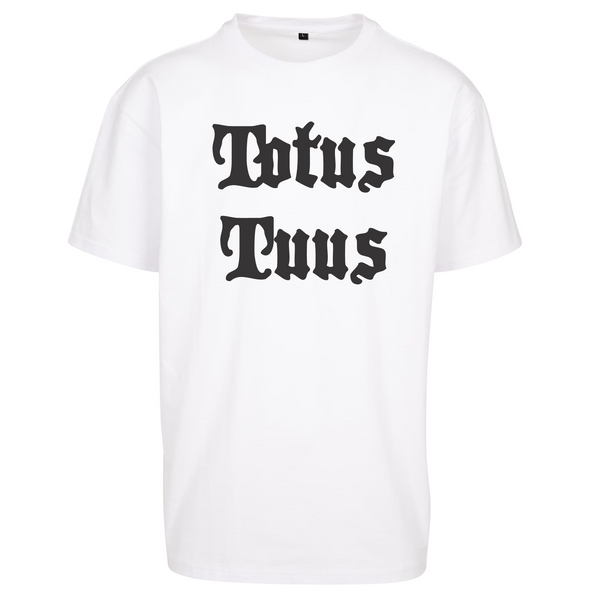 Biały t-shirt męski z nadrukiem Totus Tuus - cały Twój Maryjo