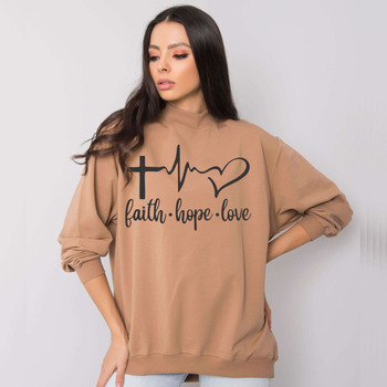 Bluza damska oversize w kolorze camelowym Wiara Nadzieja Miłość