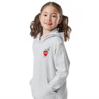Szara bluza z kapturem dla dzieci i młodzieży (5-6 lat) Niepokalane Serce Maryi