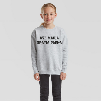 Szara bluza dla dzieci i młodzieży (7-15 lat) nadruk Ave Maria