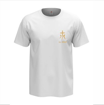 Biała koszulka męska z nadrukiem logo ku Bogu