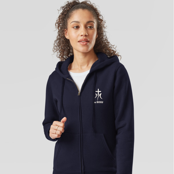 Granatowa bluza damska Rozpinana z logo ku Bogu