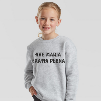 Szara bluza dla dzieci i młodzieży (3-6 lat) z nadrukiem Ave Maria