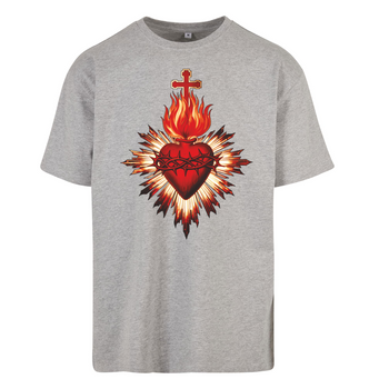 Szara koszulka męska Najświętsze Serce Jezusa