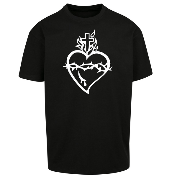 Czarny t-shirt męski z nadrukiem Najświętsze Serce Jezusa