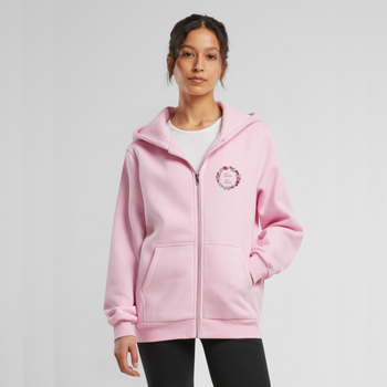 Różowa bluza damska rozpinana z haftem Wianek Tota Tua - cała Twoja