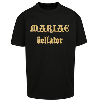 Czarna koszulka męska ze złotym nadrukiem Mariae bellator - Wojownik Maryi